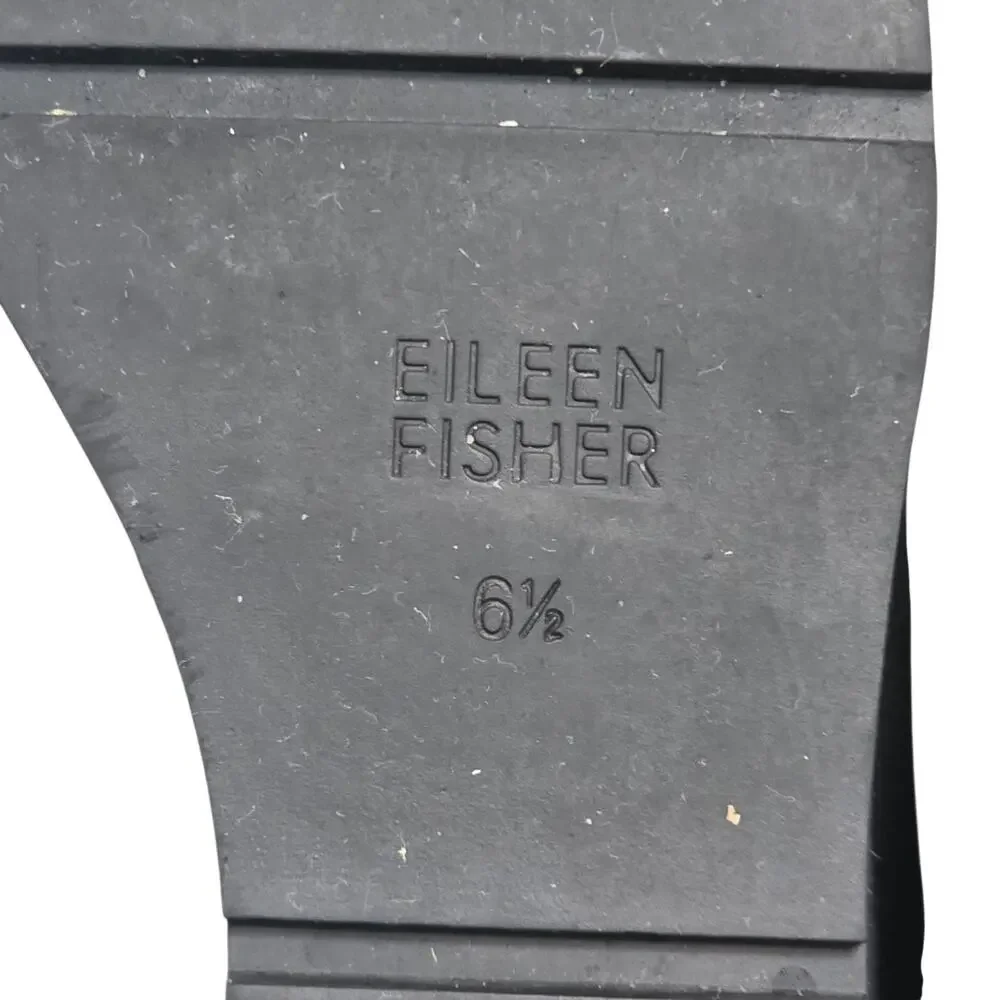 Eileen Fisher Womens 6.5 Black Leather Wedge Ankle Boots Lug Sole Chelsea Bootie